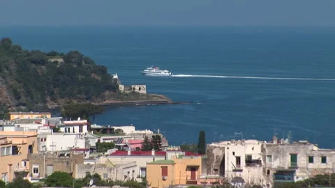 Procida Island, panoramic zoom out of the bay Stock Footage 148631460