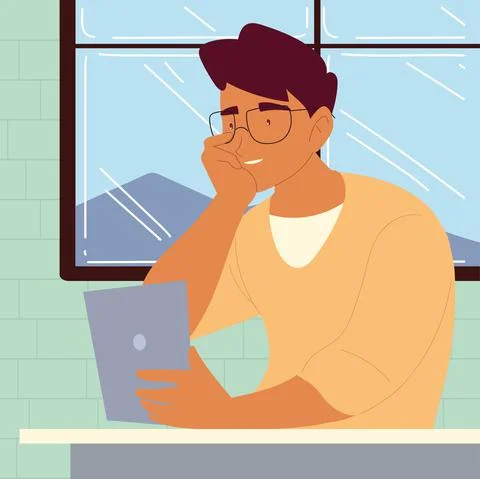 Procrastinating freelancer man Stock Illustration