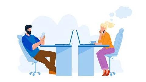 Procrastinating Office Workers Colleagues Vector Stock Illustration