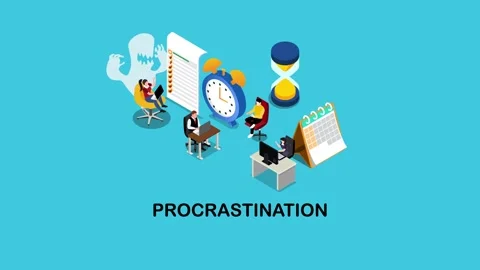 Procrastination and Time Management Concept with Isometric Business People .. Stock Footage 337954662