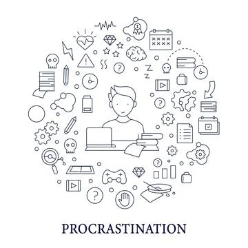 Procrastination circle poster Stock Illustration