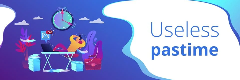 Procrastination concept banner header. Stockillustratie