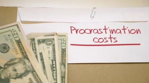 Procrastination costs concept Stock Footage