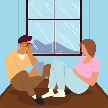 Procrastination couple resting Stockillustratie