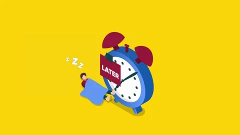 Procrastination do it later, postpone to work tomorrow, unproductive and excu Video stock 248515329