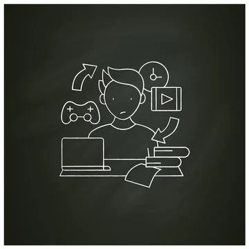 Procrastination habit chalk icon Stock Illustration