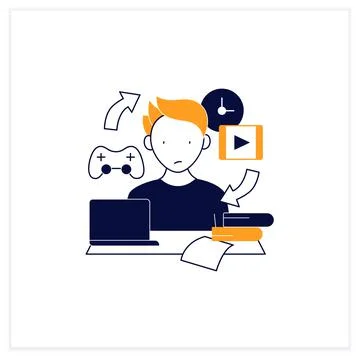 Procrastination habit flat icon 스톡 일러스트