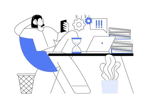 Procrastination isolated cartoon vector illustrations. Stock Illustration