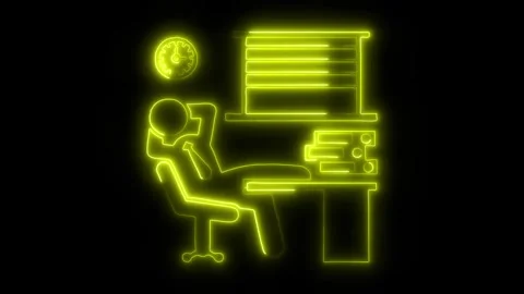 Procrastination Outline Icon in HD Video Neon Animation Stock Footage 304507397