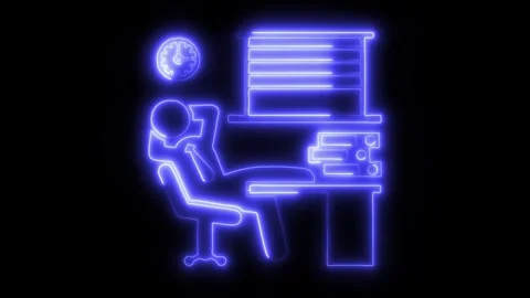 Procrastination Outline Icon in HD Video Neon Animation Stock Footage 304507398