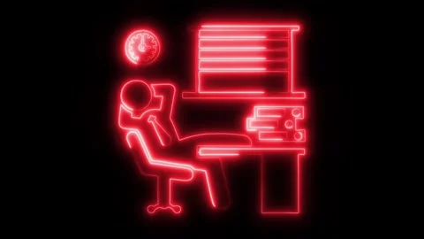 Procrastination Outline Icon in HD Video Neon Animation Stock Footage 304507404