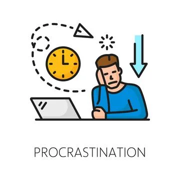 Procrastination psychological disorder problem Stock Illustration