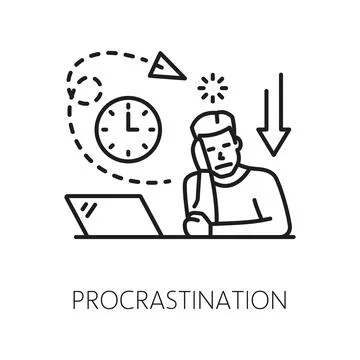 Procrastination psychological problem line icon Illustrazione stock
