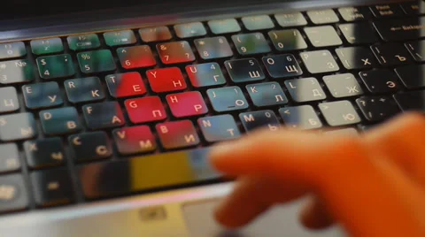 Procrastination with qwerty keyboard with reflection computer monitor Stock Footage 34255893