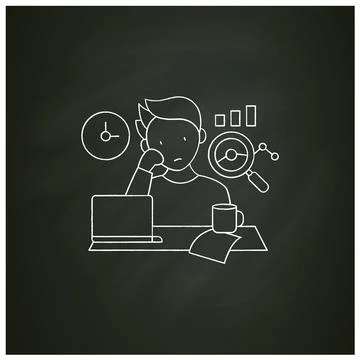 Procrastination statistics chalk icon Stock Illustration