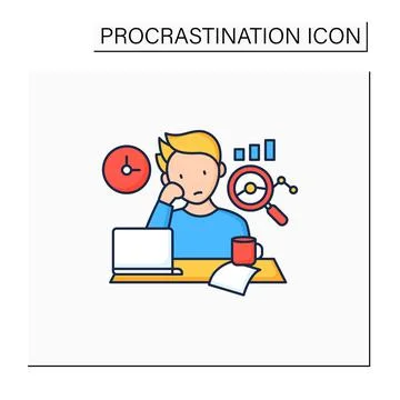 Procrastination statistics color icon Stock Illustration