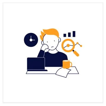 Procrastination statistics flat icon 스톡 일러스트