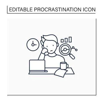 Procrastination statistics line icon Stock Illustration