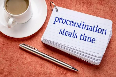 Procrastination steals time reminder Stock Photos