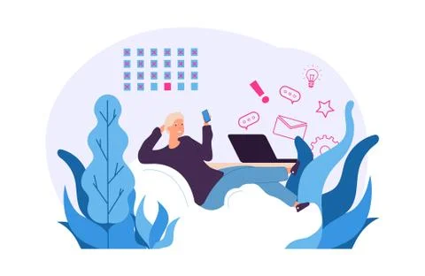 Procrastination vector concept. Man postpones work for later Stock Illustration
