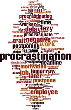 Procrastination word cloud Stock Illustration