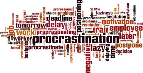 Procrastination word cloud Stock Illustration