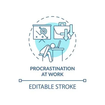 Procrastination at work blue concept icon Stock Illustration