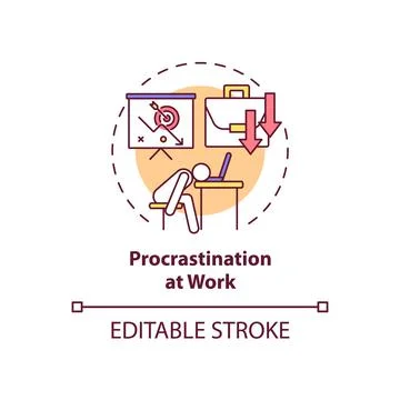 Procrastination at work concept icon Stock Illustration