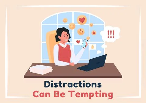 Procrastination at work poster flat vector template Stock Illustration