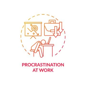 Procrastination at work red gradient concept icon Stock Illustration