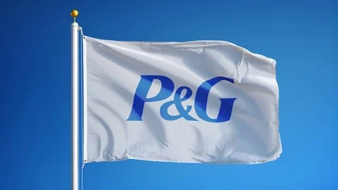 Procter &amp; Gamble company flag in slow motion, editorial animation Stock Footage 73307396