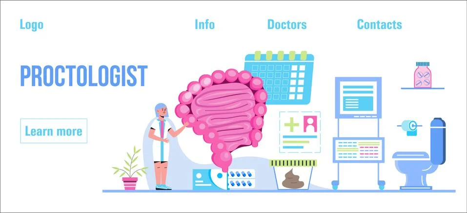 Proctologist concept vector for medical web. app. blog. Intestine doctors Illustrazione stock