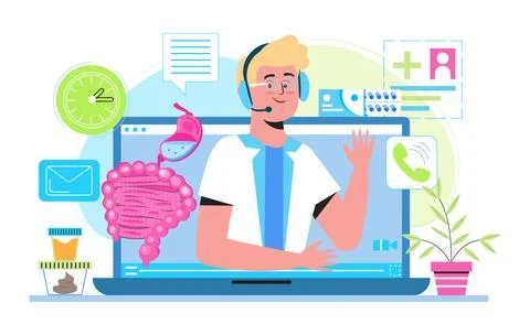 Proctologist online consultation concept vector for medical web. app. blog. I Stock-Illustration