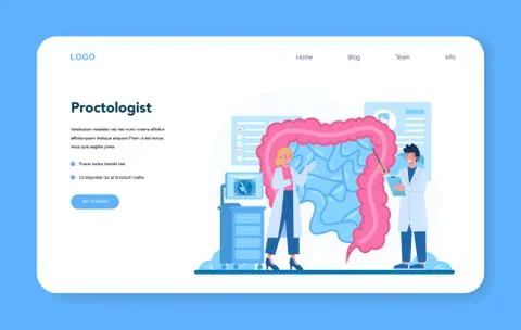 Proctologist web banner or landing page. Doctor examine Stock Illustration