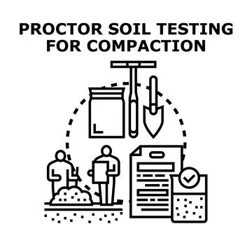 Proctor soil testing for compaction process engineering Stock Illustration