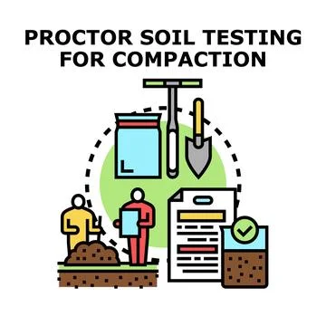 Proctor soil testing for compaction process engineering Stock Illustration