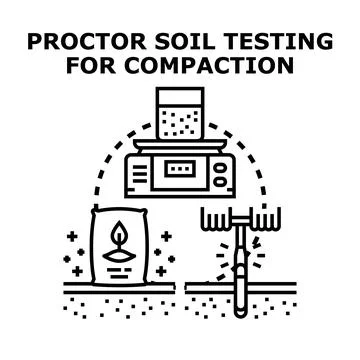 Proctor soil testing method for compaction experiment Stock Illustration