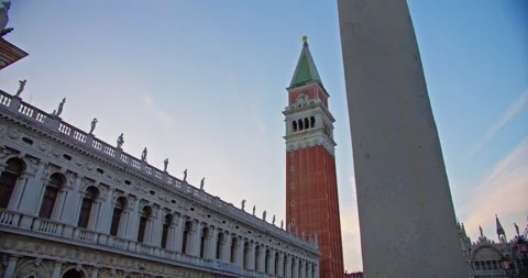 Procuratie Vecchie and the bell tower in St. Mark's Square, Venice. Stock Footage 258216212