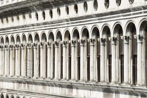 The Procuratie Vecchie, elevation in Piazza San Marco, city of Venice, Italy, 写真素材