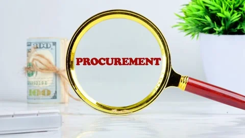 PROCURATION text through a magnifying glass on a light background Stock Footage 292157341