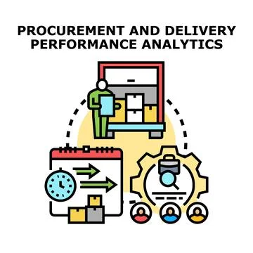 Procurement and delivery performance analytics vector concept 库存插图