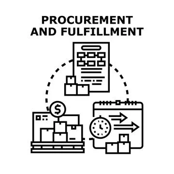 Procurement and fulfillment process vector illustration concept Stock Illustration