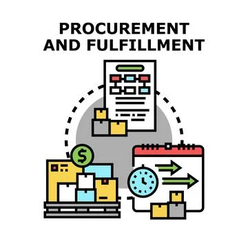 Procurement and fulfillment process vector illustration concept Stock Illustration