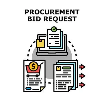 Procurement bid request concept developing business strategy document Stock Illustration