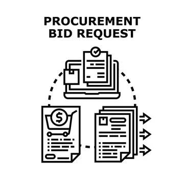 Procurement bid request concept developing business strategy document Stock Illustration