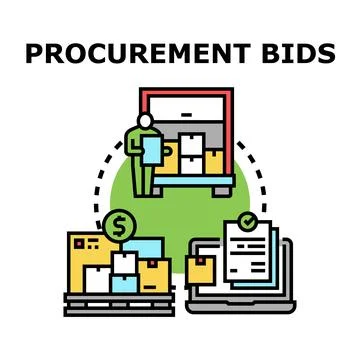 Procurement bids process illustrating supply chain workflow Stock Illustration