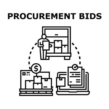 Procurement bids process illustrating supply chain workflow Stock Illustration