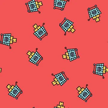 Procurement business process vector seamless pattern Illustrazione stock