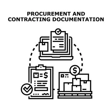 Procurement contracting documentation process with online services Illustrazione stock