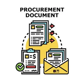 Procurement document process with forms and contract Stock Illustration